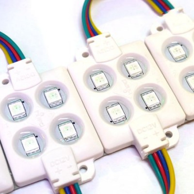 Modulo 4 LEDs SMD5050 IP-65 RGB Medidas: 54x34x7mm 1.25W